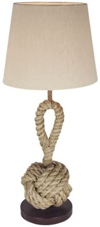 Lámpara de pie marítima - lámpara de mesa - 70 cm - cáñamo retorcido (robusto) y pantalla de tela - puño de mono 