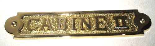 Letrero de puerta macizo - letrero de latón - marítimo - barco - CABINA II - 18,5 cm 