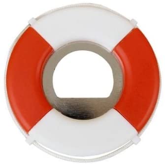 Paquete de 6 - Abridor de botellas marítimo - aro salvavidas - rojo y blanco 