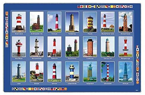 4 Stück- Tischset Platzset Platzdeckchen -deutsche Leuchttürme -43 cm-abwaschbar