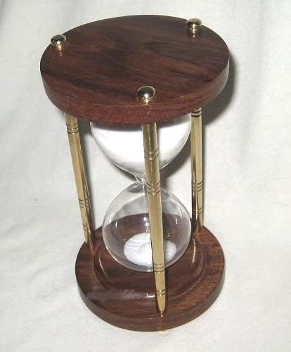 Elegantes columnas de reloj de arena de madera/latón 5 min altura 15 cm 