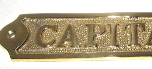 Letrero de puerta maciza- letrero de latón- marítimo- barco- CAPTAINE 