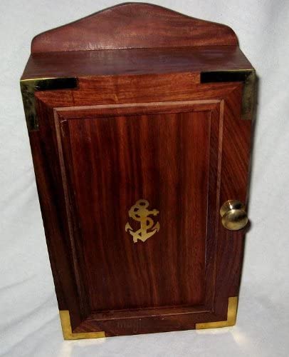 Maritimer Schlüsselkasten- Ankermotiv aus Holz und Messing