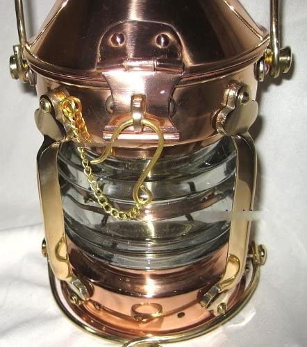 Sehr massive Petroleum- Schiffslampe - Schiffsleuchte - Kupfer/Messing H 24 cm