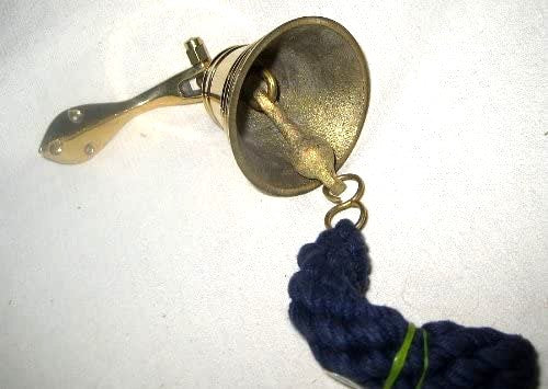 Campana de barco de latón macizo con soporte, cinta 7 cm 