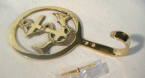 Paquete de 6 - ganchos de pared marítimos - ganchos para llaves - de latón macizo, incluidos tornillos 