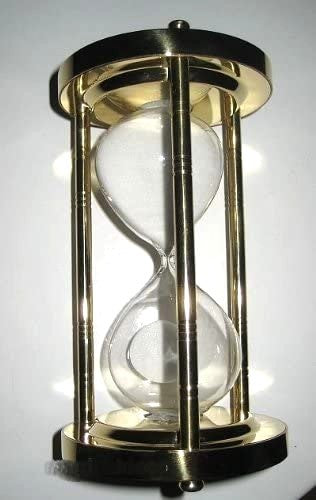 Elegante reloj de arena de latón y cristal - tiempo de funcionamiento 3 minutos, altura 12,5 cm