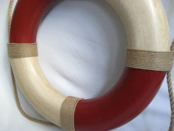 Aro salvavidas - rojo/crema pintado en estilo antiguo - 36 cm 