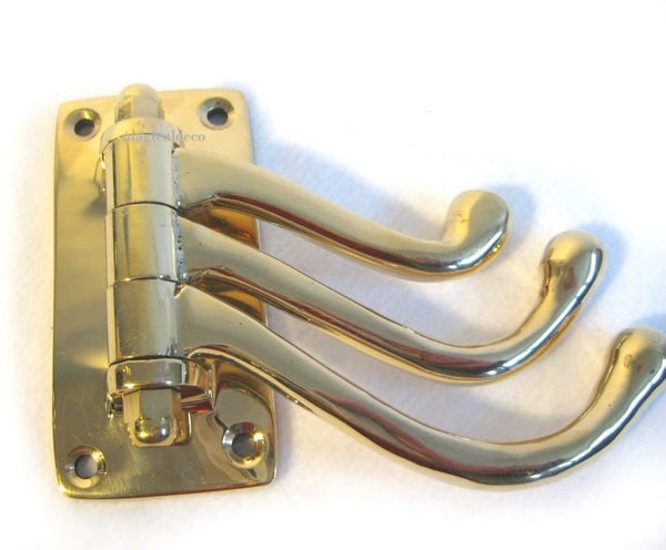 Gancho de pared giratorio de 3 brazos de latón macizo 235 g 