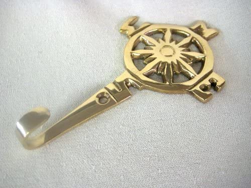 2 Stück- maritimer Wandhaken- Schlüsselhaken- aus Messing- Kompassrose
