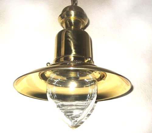 Schiffslampe- Fishermens - Lampe- aus Messing und Glas mit Schutzlack