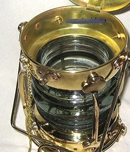 Sehr massive Petroleum- Schiffslampe - Schiffsleuchte - Messing H 33 cm