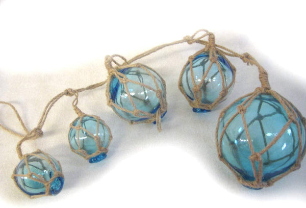 Hängedeko- 5 Fischerkugeln am Taul 40 cm- maritim