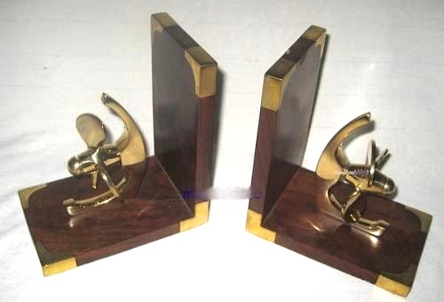 Exclusive Buchstützen aus Holz/Messing - maritim - Propeller, Schiffsschraube- massiv