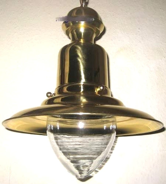 Schiffslampe- Fishermens - Lampe- aus Messing und Glas mit Schutzlack