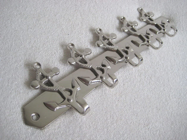 Nautische Hakenleiste- Wandhaken- Messing, vernickelt