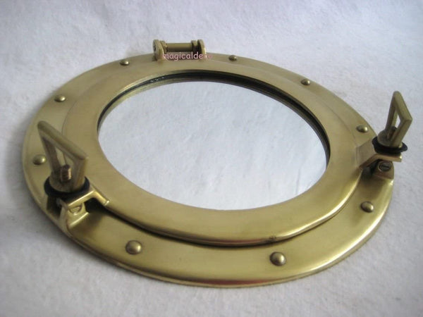 Spiegel-Bullauge-oeffnen-28-5-cm-Steuerrad-30-cm-Grosse-Knotentafel-englisch - maritime-deco