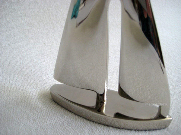 Dekoratives Schiffsmodell/Segler - Material massiv Messing, vernickelt- 19 cm - maritime-deco