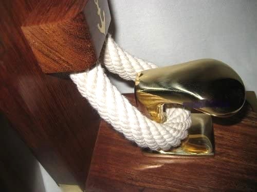 Sujetalibros exclusivos de madera/latón con bolardos y cuerda - macizo - 1900 g 