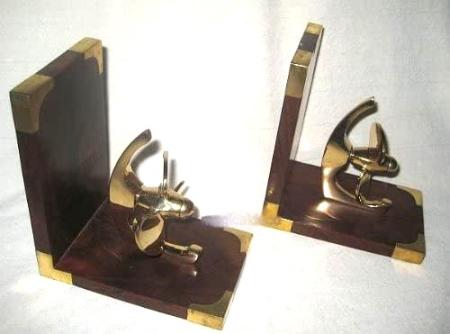 Exclusive Buchstützen aus Holz/Messing - maritim - Propeller, Schiffsschraube- massiv