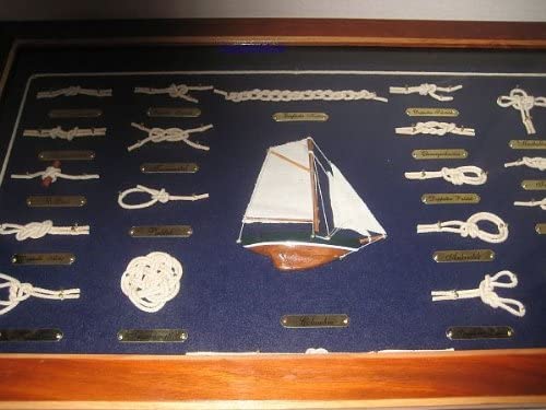 Große Knotentafel unter Glas mit Knotenbezeichnung - französisch - maritime-deco