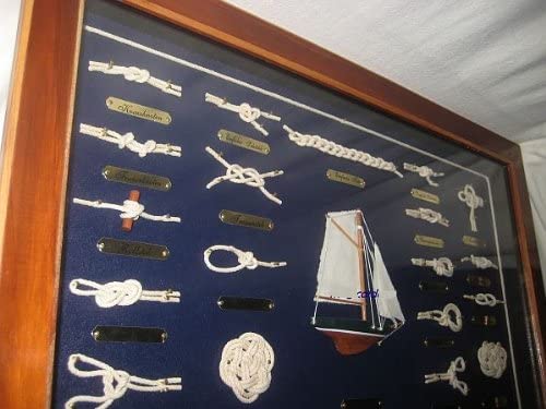 Große Knotentafel unter Glas mit Knotenbezeichnung - französisch - maritime-deco