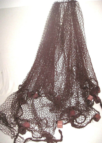 Red de pesca con flotadores - 340x 340 - color marrón - red decorativa 