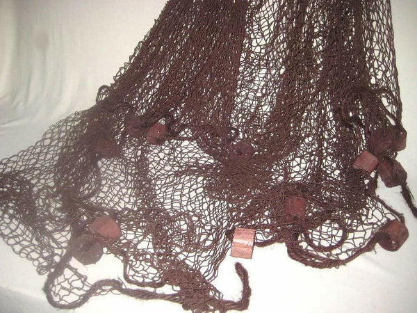 Red de pesca con flotadores - 340x 340 - color marrón - red decorativa 