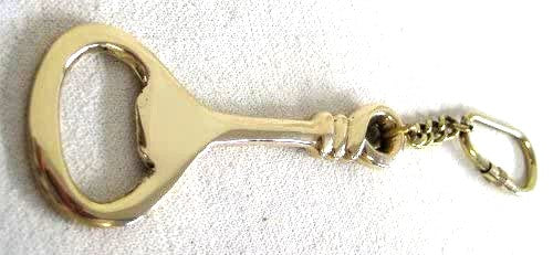 2X Schlüsselanhänger- Flaschenöffner -massiv Messing- Karabiner 14 cm
