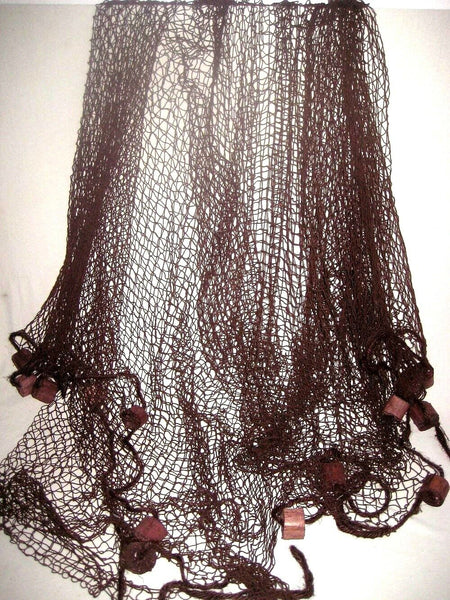 Red de pesca con flotadores - 340x 340 - color marrón - red decorativa 