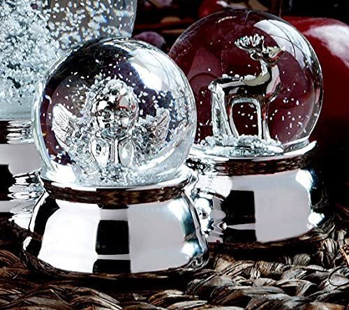 Edle Schneekugel mit Rentier- versilbert und anlaufgeschützt - 6,5 cm - maritime-deco