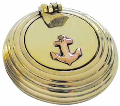 5 Stück- maritimer Taschen- Aschenbecher - Messing- geriffelt und Ankermotiv 6 cm - maritime-deco