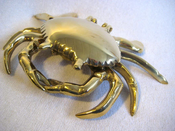 Großer, massiver Aschenbecher Krabbe- Messing- 18 cm- Gewicht 467 g - maritime-deco
