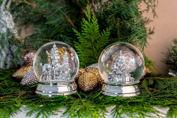 XL- Edel Schneekugel- Tannebaum, Geschenke - versilbert und anlaufgeschützt - 12 cm- 750g - maritime-deco