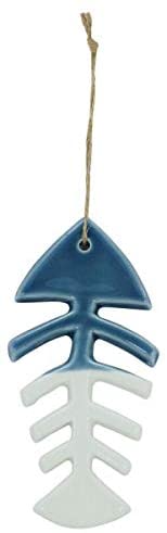 2X Hängedeko- Fisch- Gräte- glasiert- maritim- Figur 19,5 cm - maritime-deco