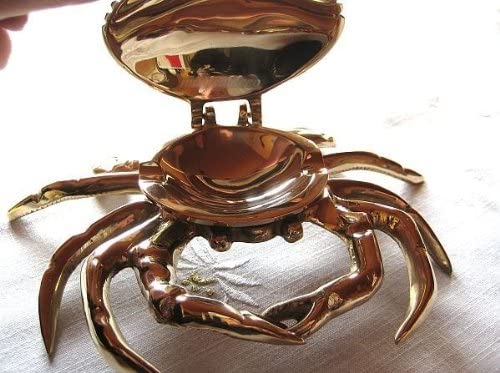 Großer, massiver Aschenbecher Krabbe- Messing- 18 cm- Gewicht 467 g - maritime-deco