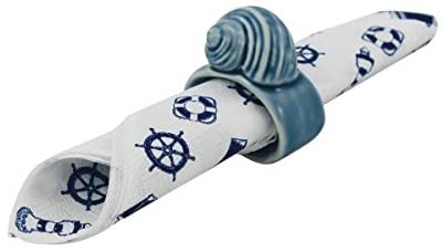 Serviettenring- glasiert- maritim- Schnecke + 20 Servietten-Anker,Steuerrad,Leuchtturm,Rettungsring,Schiff - maritime-deco