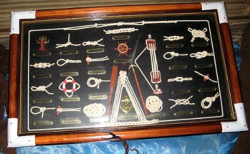Große Knotentafel unter Glas mit Knotenbezeichnung - deutsch - maritime-deco