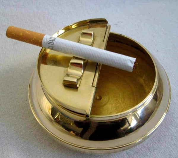 maritimer Aschenbecher - Messing - mit Ankermotiv auf Deckel 10 cm - maritime-deco