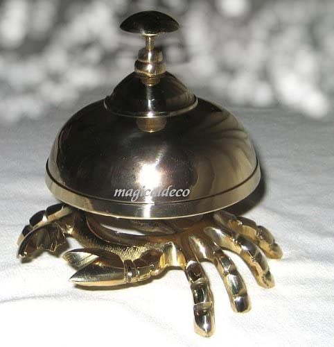 Geschenkeset- Große Handglocke, Tresenglocke und Aschenbecher in Krabbenform- Messing - maritime-deco