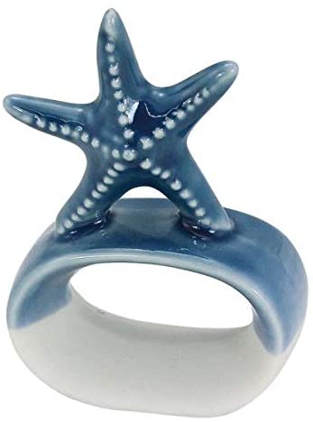 Serviettenring- glasiert- maritim- Seestern- blau/weiß+ 20 Servietten maritim - maritime-deco