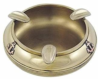 maritimer Aschenbecher - Messing - Tischaschenbecher mit Ankermotiven - maritime-deco