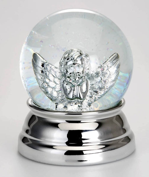 Edle Schneekugel mit Engel- versilbert und anlaufgeschützt - 10 cm- 460 g - maritime-deco