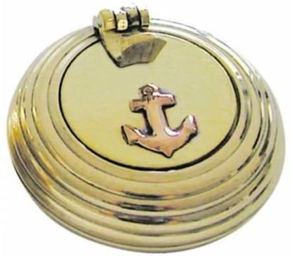 maritimer Taschen- Aschenbecher - Messing- geriffelt und Ankermotiv 6 cm - maritime-deco