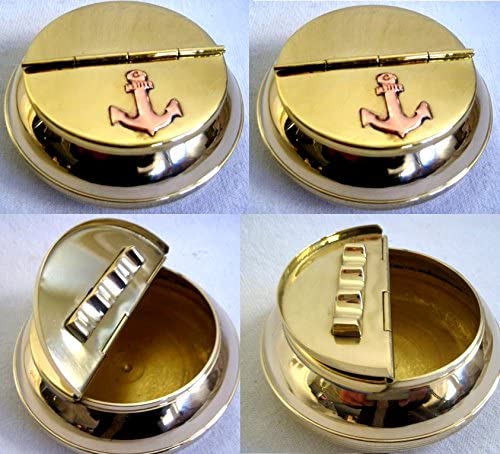 4 Stück- maritimer Aschenbecher - Messing - mit Ankermotiv auf Deckel 10 cm - maritime-deco