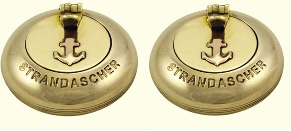 2 Stück-  Strand- Taschen- Aschenbecher - Messing- Ankermotiv 6 cm - maritime-deco