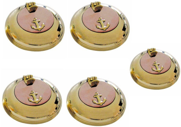 5 Stück- maritimer Taschen- Aschenbecher - Messing/Kupfer und Ankermotiv 6 cm - maritime-deco