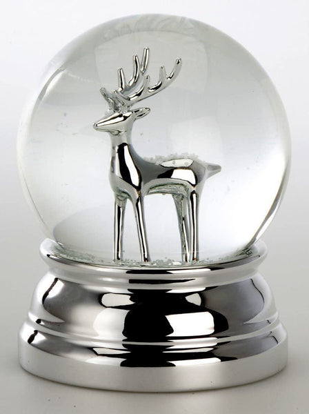 Edle Schneekugel mit Rentier- versilbert und anlaufgeschützt - 10 cm, 460 g - maritime-deco