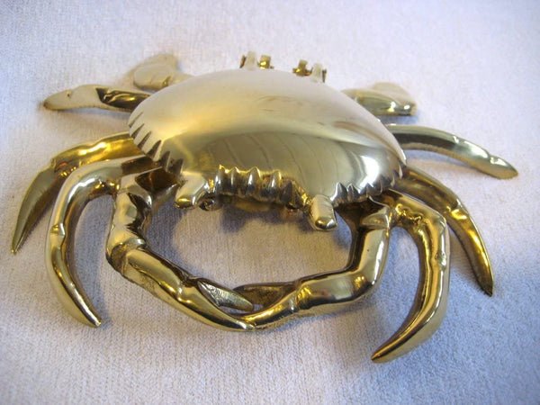 Großer, massiver Aschenbecher Krabbe- Messing- 18 cm- Gewicht 467 g - maritime-deco