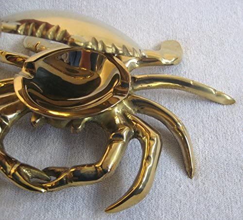 Großer, massiver Aschenbecher Krabbe- Messing- 18 cm- Gewicht 467 g - maritime-deco